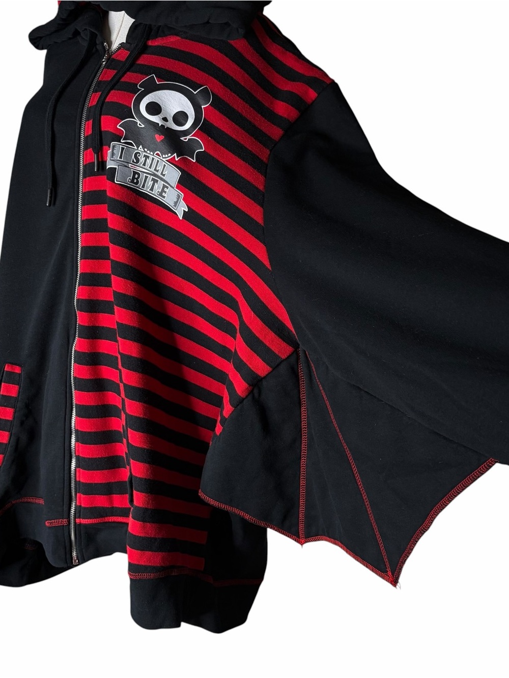Skelanimals Hot Topic Red Black Striped Hoodie Size 4/S